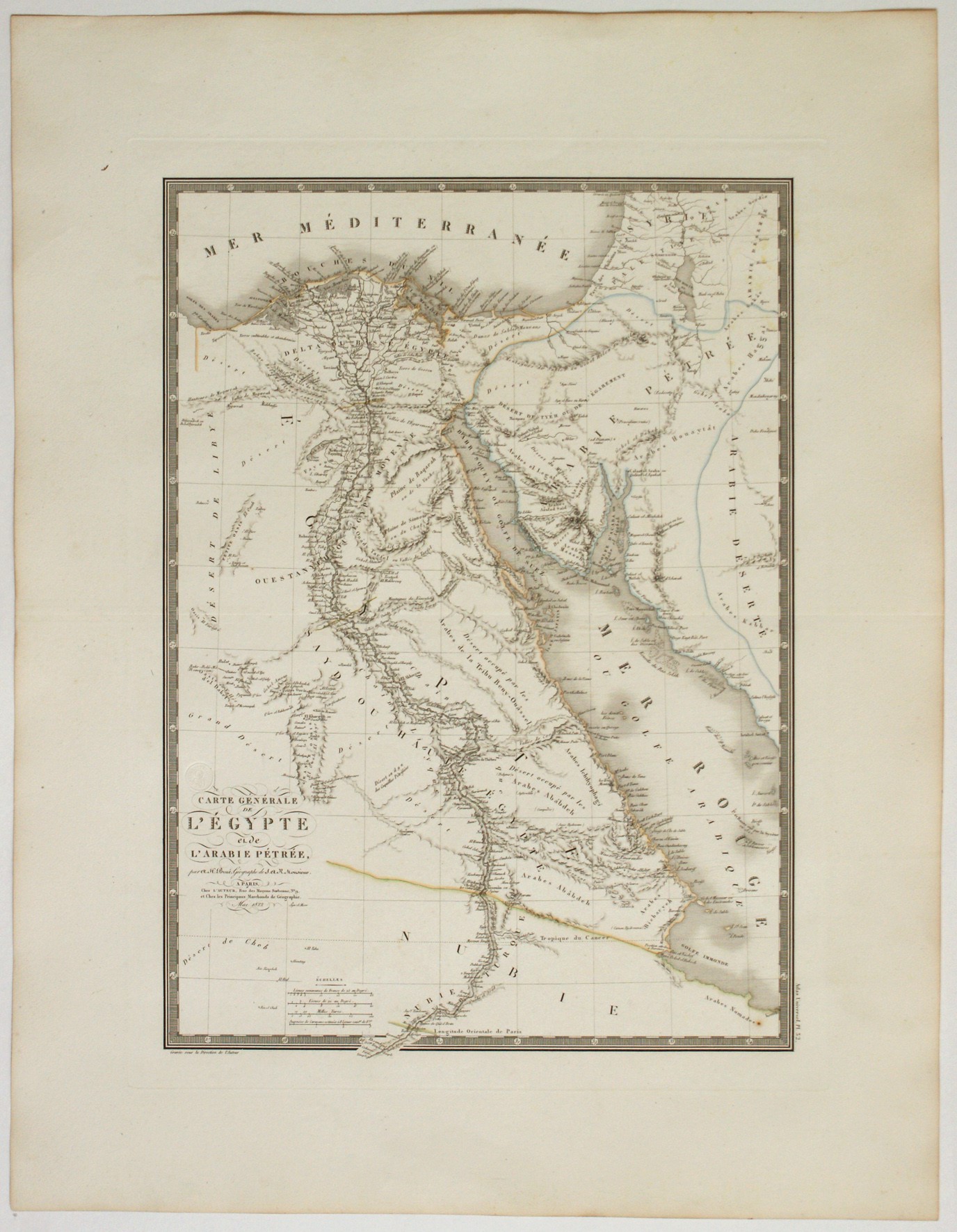 Adrien-hubert Brué - Carte generale de l'Egypte et de l'Arabie Petrée, 1822