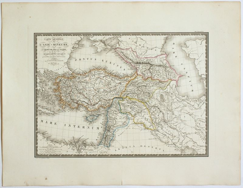 Adrien-hubert Brué - Carte generale de l'Asie-Mineure, 1822, acquaforte e bulino