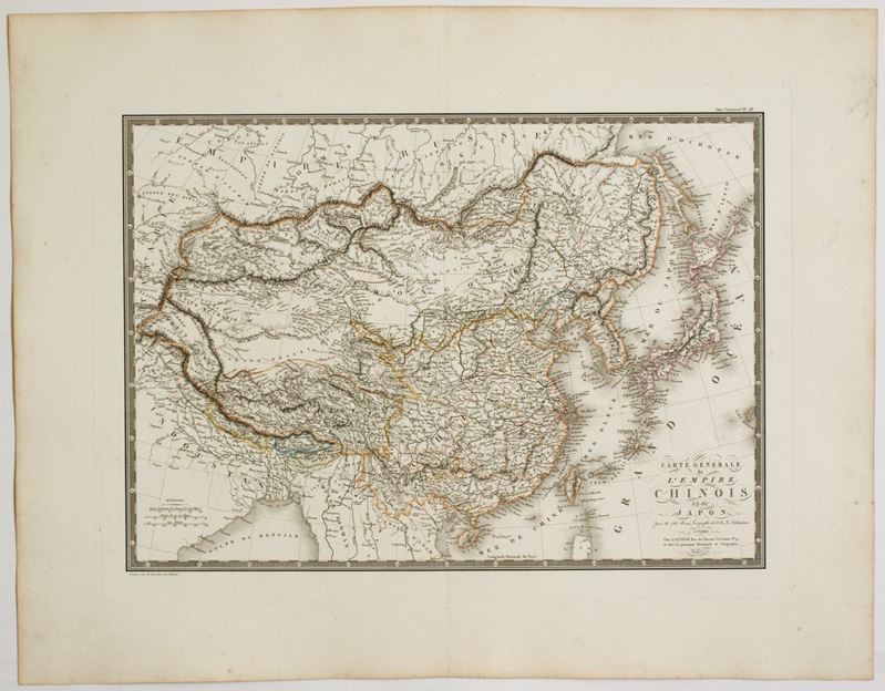 Adrien-hubert Brué - Carte générale de l'empire Chinois et du Japon, acquaforte e bulino