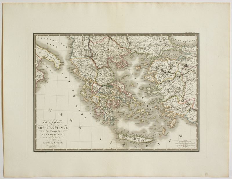 Adrien-hubert Brué - Carte Generale de la Grece Ancienne Et D'Une Partie De Ses Colonies, acquafo...