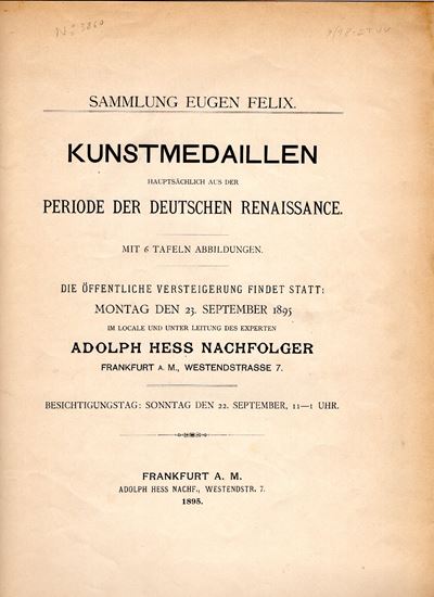 Hess Ad. Nachfolger, Kunstmedaillen aus der Periode della Rinascita Tedesca