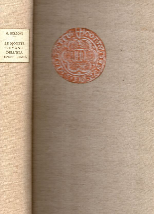BELLONI G. G. -  Le monete romane dell’Età Repubblicana.  Milano, 1960. pp. lix, 333,  tavole 59 + 2. Legatura  ed ottimo stato.