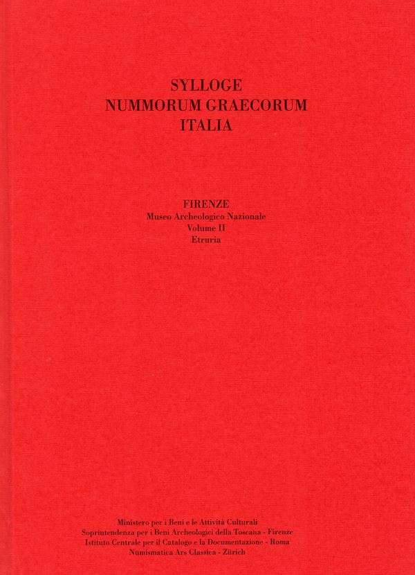SYLLOGE NUMMORUM GRAECORUM. Italia. Museo Archeologico Nazionale di Firenze. Vol. II. Etruria. Pontedera s.d. pp. 221, tavv. 66.  Ril. Ed. Ottimo stato, importantissima documentazione.