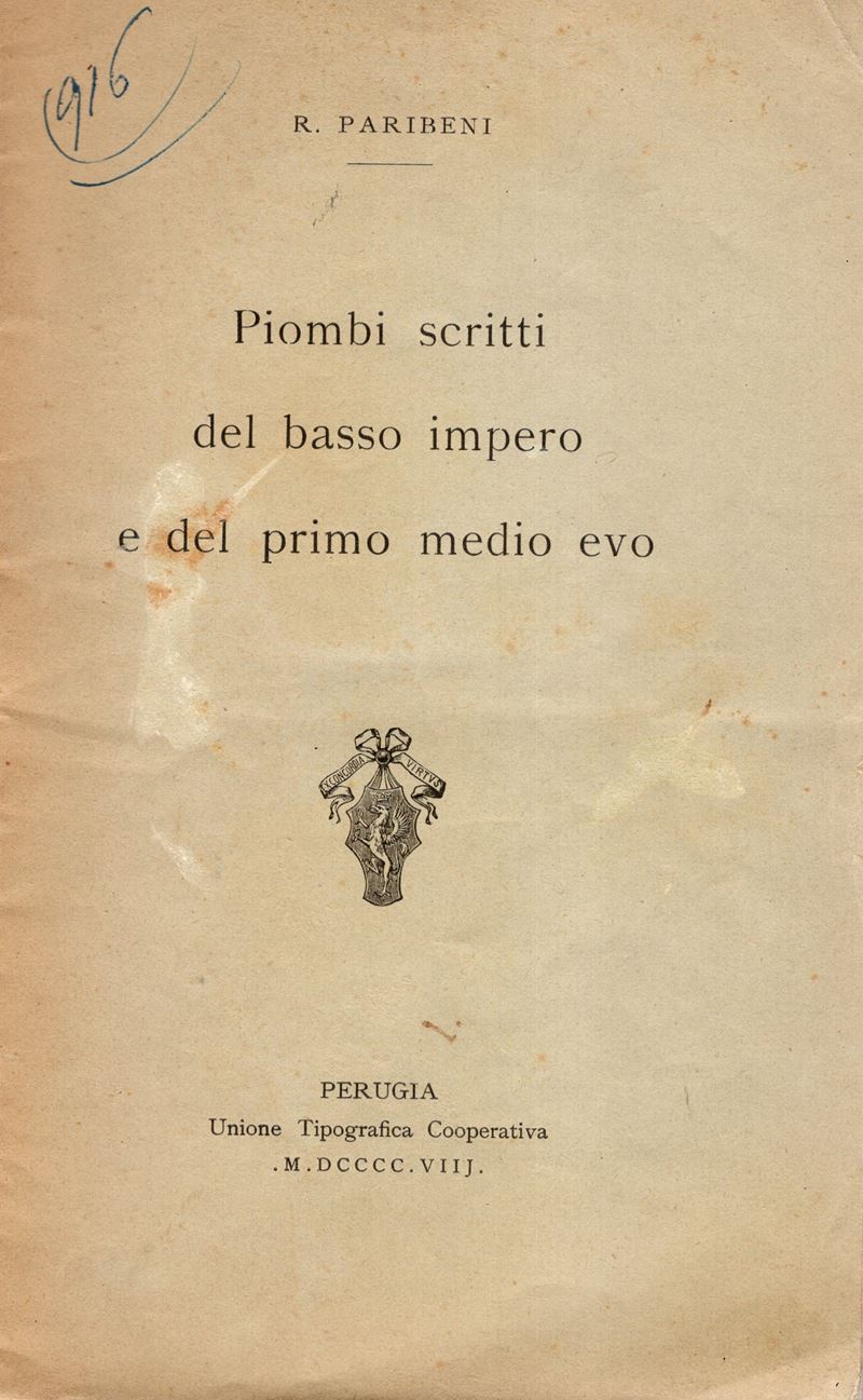 Paribeni R., Piombi scritti del basso impero e del primo medioevo