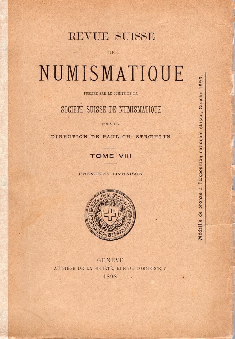 IMHOOF-BLUMER F., Zur griechischen munzkunde - Eusebeia Kaisareia, Elaiusa Sebaste, Reichmunzen d...