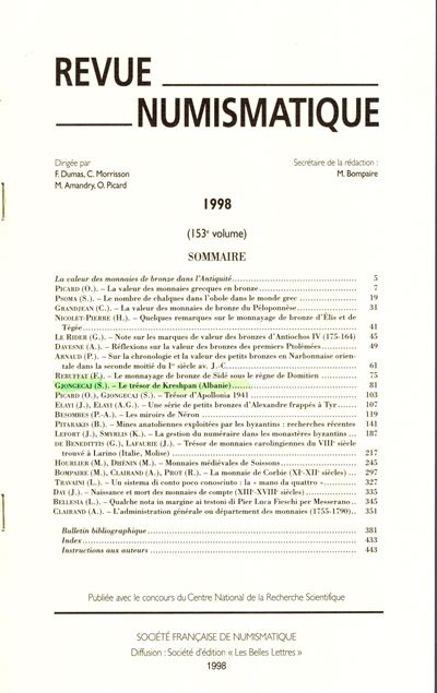 GJONGECAJ S., Les trésors de Krehpan (Albanie), Parigi 1998, pp. 81-102, con tavole