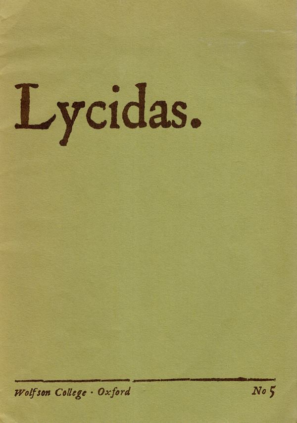 AA.-VV. -  LYCIDAS. N 5. Oxford, 1976-77.  pp 56, illustrazioni e tavole nel testo. brossura editoriale, ottimo stato.