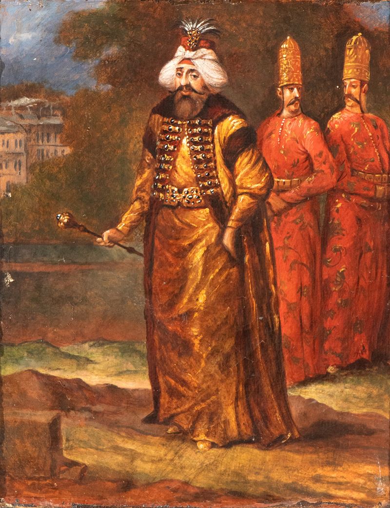 Jean Baptiste Vanmour - Il Sultano Ahmed III e due seguaci, olio su tela