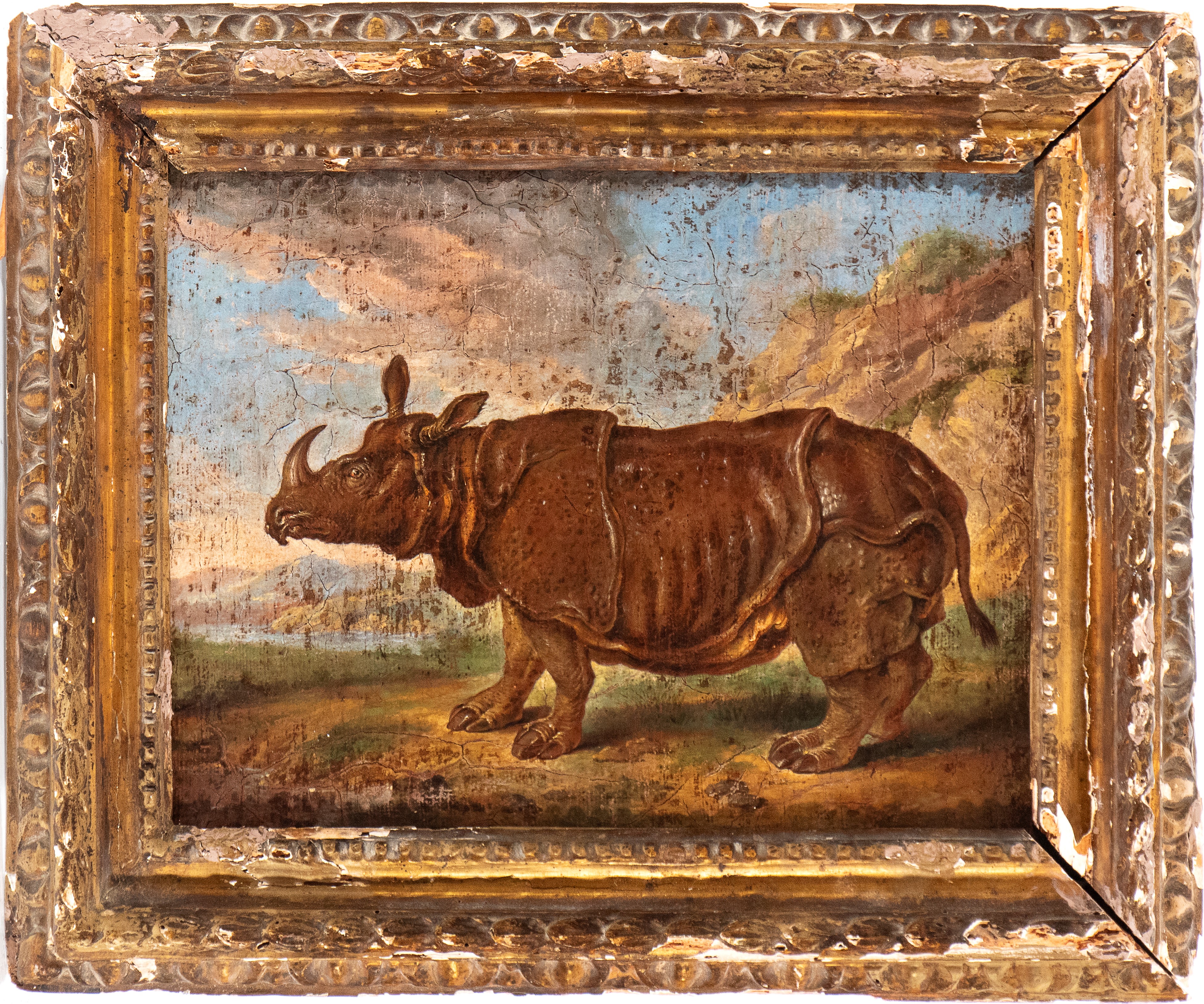 Jean Baptiste Oudry - Il rinoceronte Clara, olio su tela