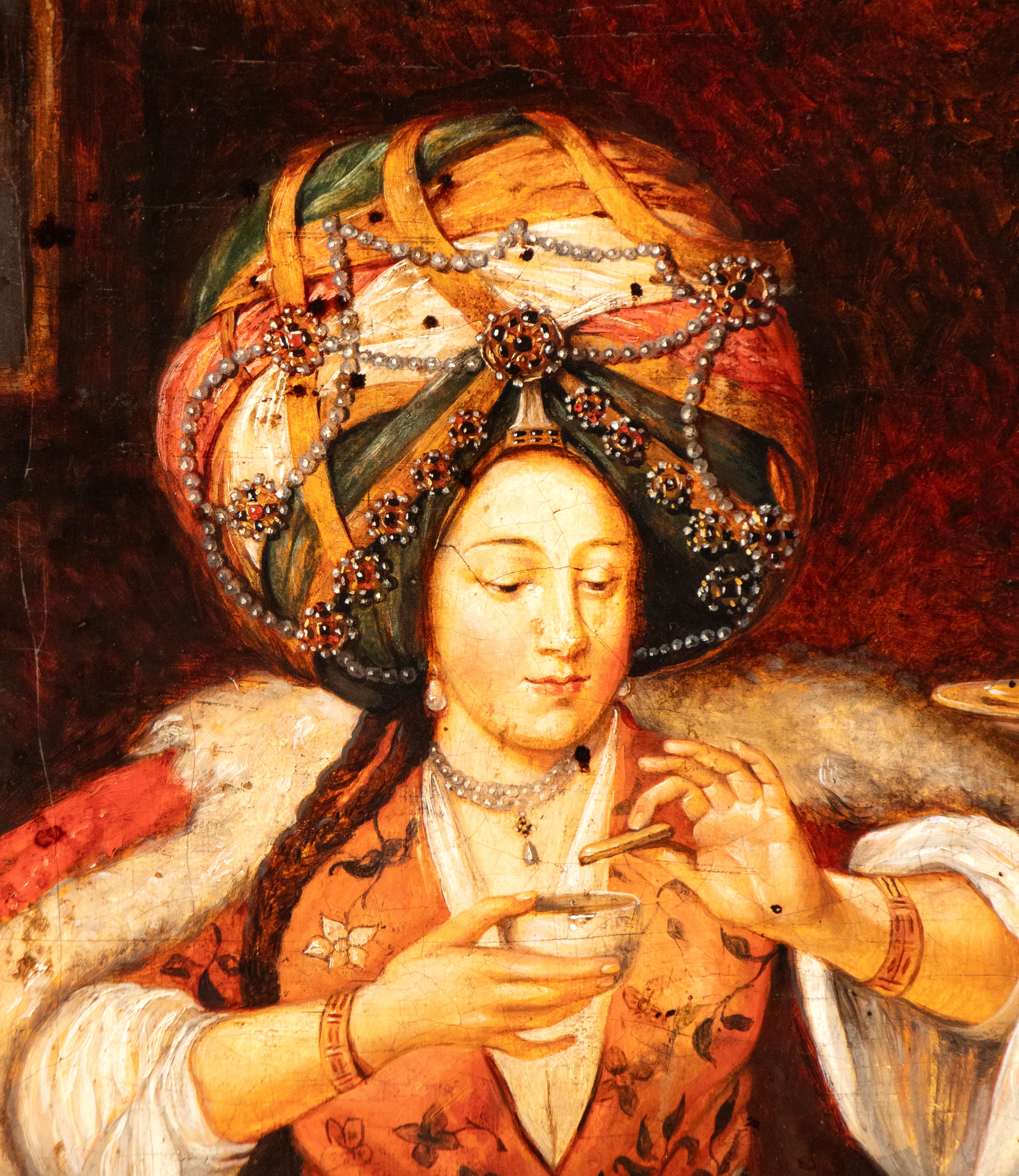 Artista Francese, XIX Secolo - Olio su tela, 'Il caffè turco', replica dell'opera 'Enjoying Coffe...