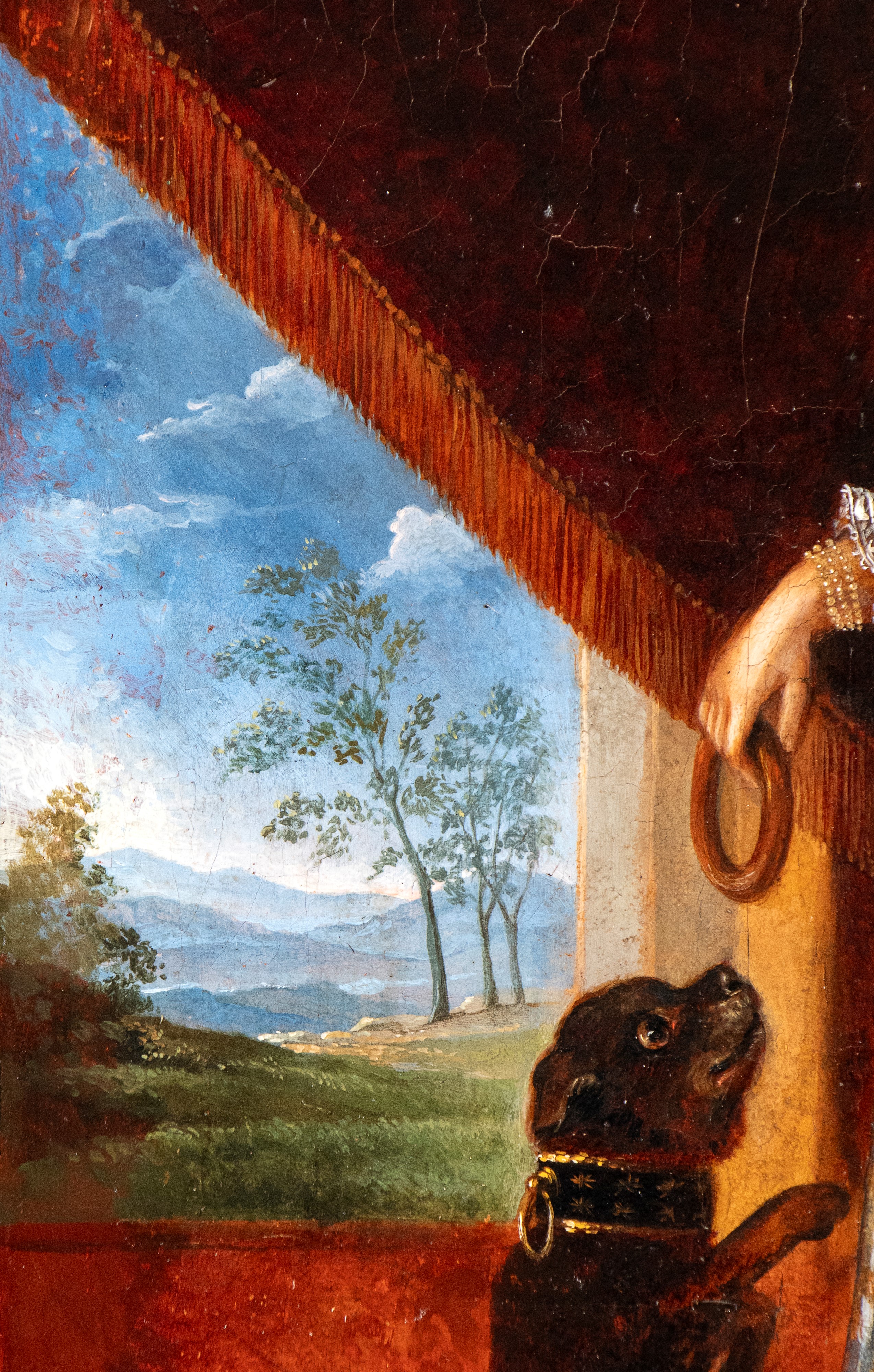 Ritratto di fanciulla con ciambelle e cagnolino