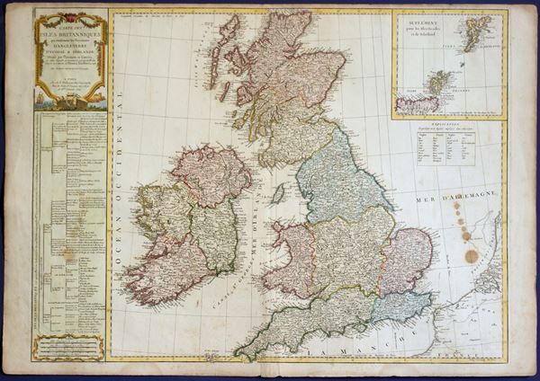 Robert de Vaugondy,Charles François Delamarche - [Europa - Gran Bretagna - Irlanda]  Les Isles Britanniques : qui comprennent les Royaumes d'Angleterre, d'Ecosse et d'Irlande