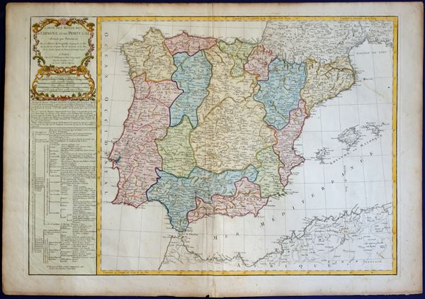 Robert de Vaugondy - [Europa - Spagna - Portogallo] Carte des Royaumes d' Espagne et de Portugal divisés par Provinces