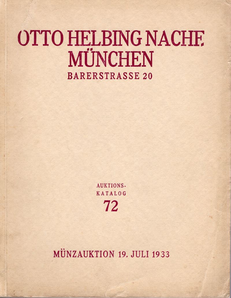 HELBING O., Catalogo della 72ª Asta - Monaco, 19 luglio 1933