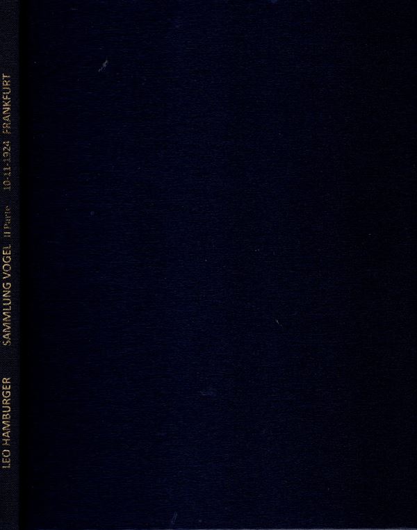 HAMBURGER  L. - Frankfurt am Main, 10 - November, 1924. Sammlung  Vogel  2 abteilung. Pfalz, Wurttemberg, Italien.  Pp. 79,  nn. 1341,  tavv.25. Rilegatura  tutta similpelle, interno ottimo stato. importante serie italiana. Rossi, 771.