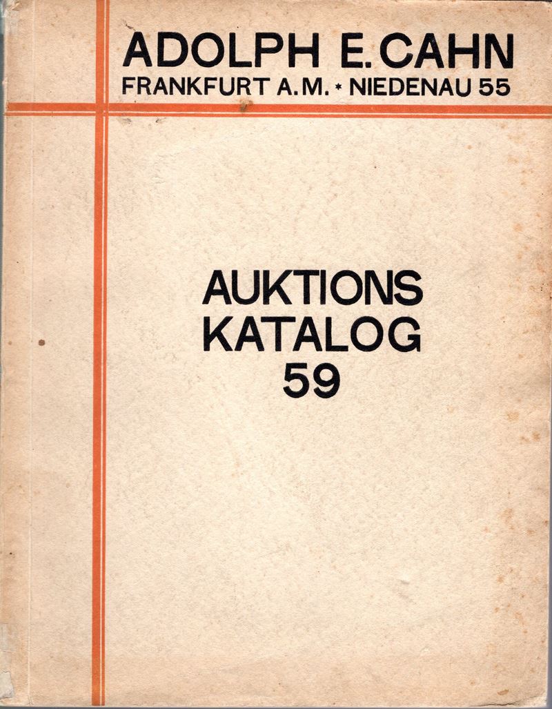Catalogo di Asta, Cahn E. A., Auktion 59, Medaglie e Plaketten del XV-XVII secolo