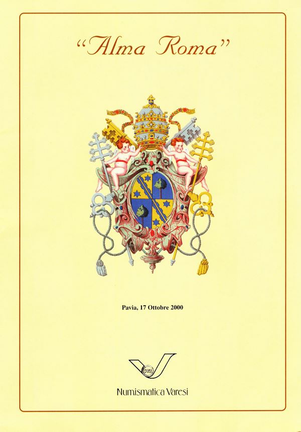 VARESI NUMISMATICA. Pavia, 17 - Ottobre, 2000. Alma Roma. II parte di monete papali. pp. 119,  nn. 1079 - 1778,  tavv. 4 di ingrandimenti + ill. nel testo. ril ed. ottimo stato, importante vendita di monete papali.