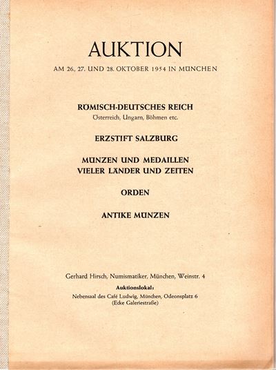 Hirsch G., Catalogo dell'Asta di Monaco, 26-28 Ottobre 1954