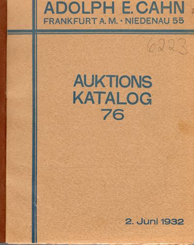 Cahn E. A., Auktion 76. Catalogo di vendita, Frankfurt am Main, 2 Giugno 1932