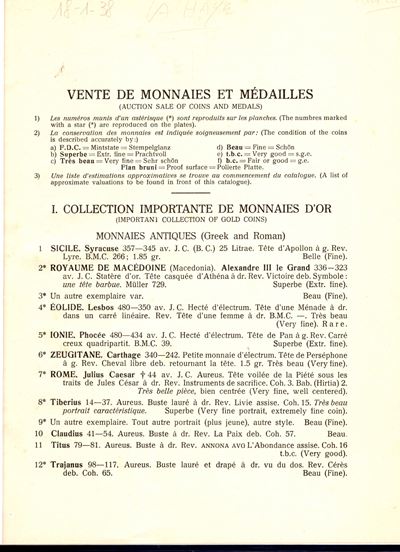 SCHULMAN J., Vendita di Monete e Medaglie - La Haye, 18 Gennaio 1938