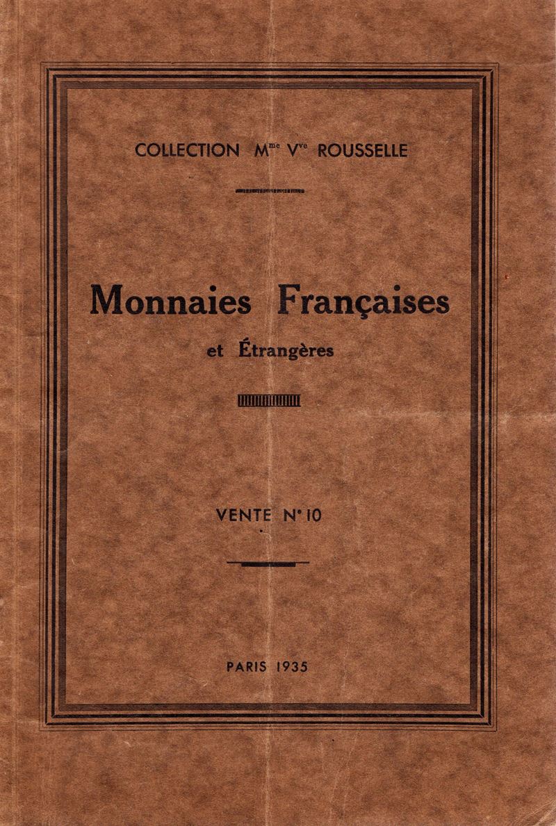 RATTO M., Monnaies Françaises, Paris, 29 Marzo 1935, Collezione Mme Vve. Rousselle