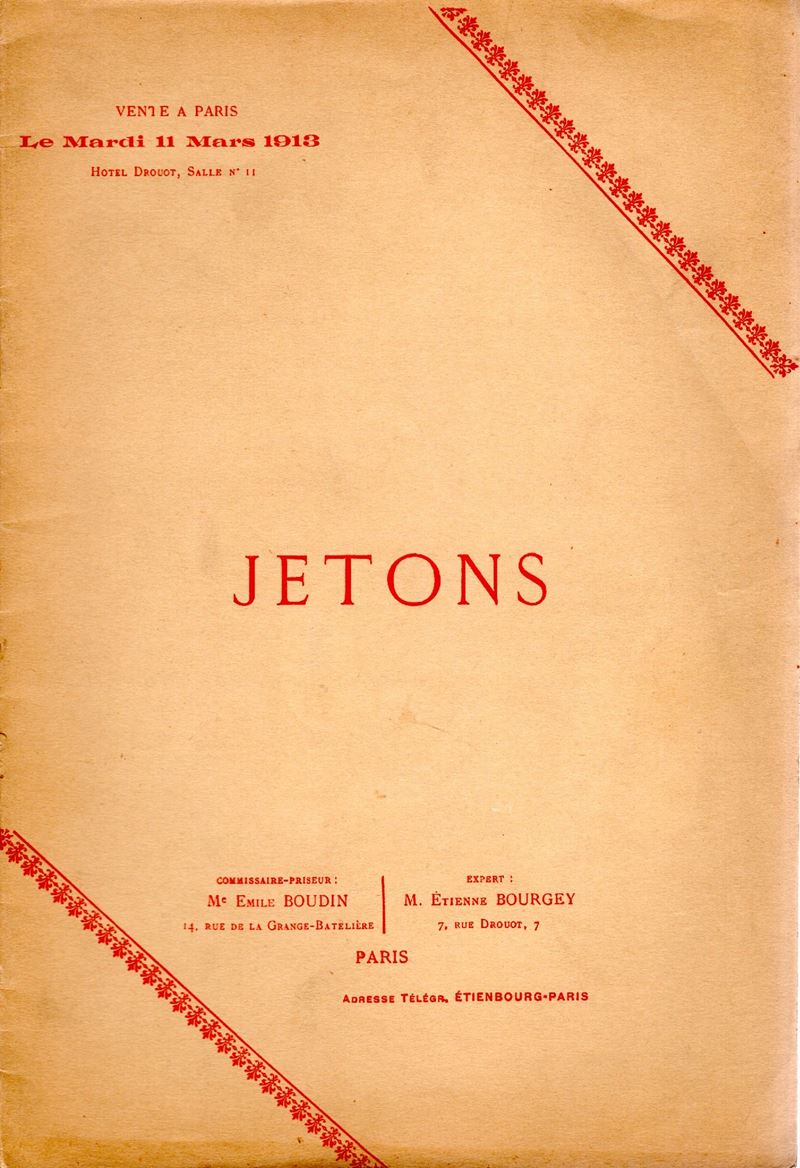 BOURGEY E., Paris, 11 – Marzo 1913. Jetons, Pp. 35, nn. 545, tavv. 2