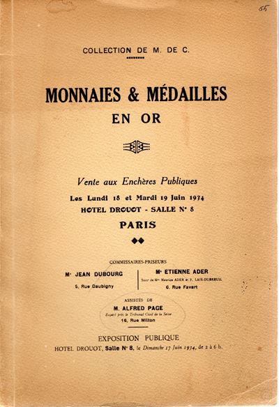 PAGE ALFRED M., Collection de M. DE C. monnaies et médailles d'or, Paris 1934
