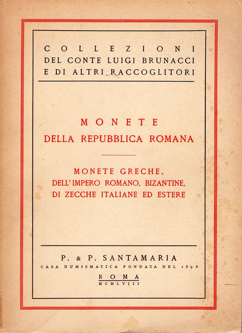 Santamaria P. & P., Monete della Repubblica Romana e dell'Impero Romano, Roma, 24 Febbraio 1958