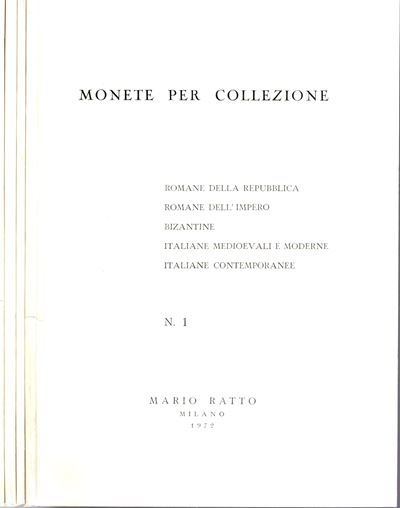 RATTO M., Listini a prezzo fisso, 1972 (4 fascicoli completi con tavole)