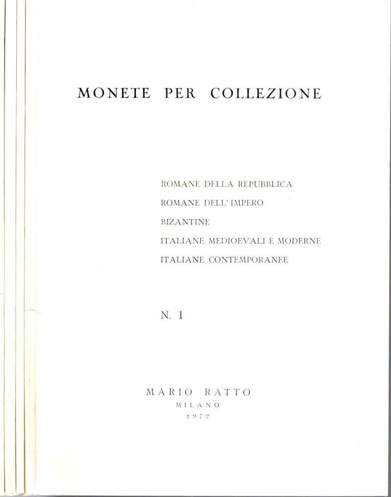 RATTO M., Listini a prezzo fisso, 1972 (4 fascicoli completi con tavole)