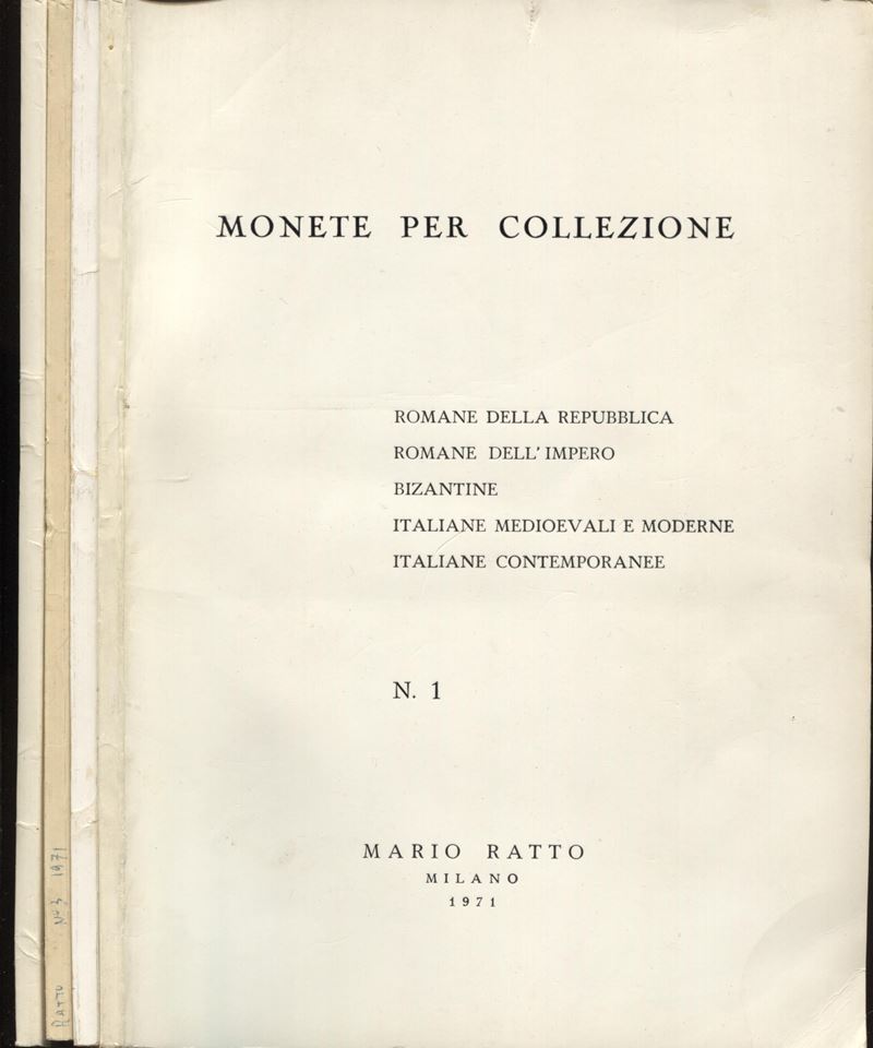 RATTO M., Listini a prezzo fisso 1971, 4 fascicoli completi con tavole