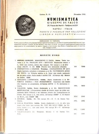 De Falco, Listini a prezzo fisso dal n. 35 (Dicembre 1956) al n. 38 (Settembre 1957)
