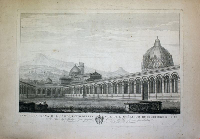 Carlo Lasinio - Veduta interna del Campo Santo di Pisa, acquaforte e bulino