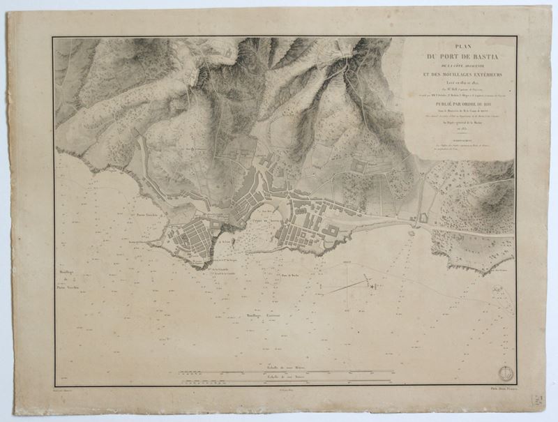 Dépôt Général De la Marine - Plan du Port de Bastia (1851) - Litografia su carta vergata