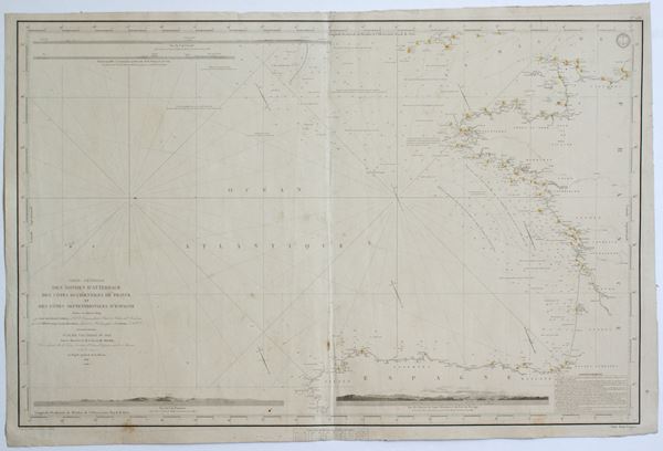 Dépôt Général de la Marine - [Carte nautiche - Europa - Francia - Spagna] Carte générale des sondes d'alterrage des côtes occidentales de France et des côtes septentrionales d'Espagne