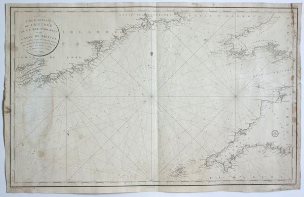 Dépôt Général de la Marine - [Carte nautiche - Europa - Irlanda - Gran Bretagna] Carte Reduite de l'entrée de la Mer d'Irlande et du Canal de Bristol