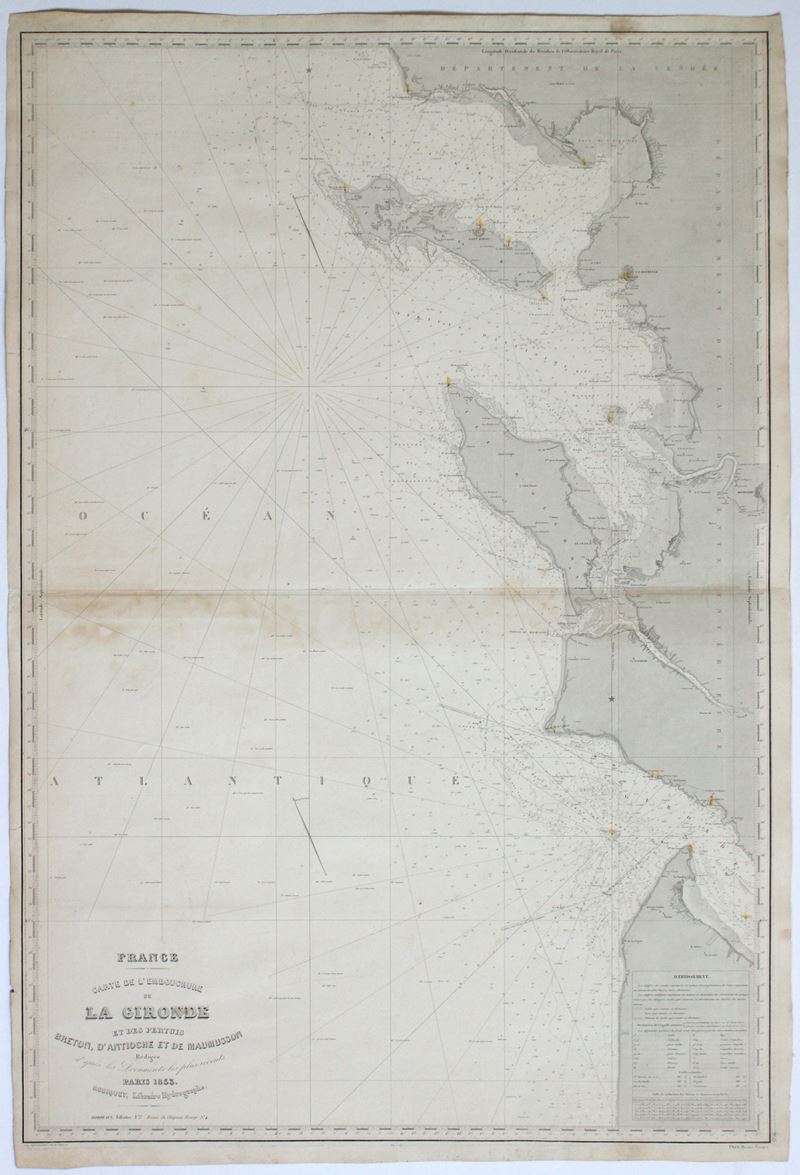 Jean Baptiste Robiquet - Carte de l'Embouchure de la Gironde et des pertuis Breton, d'Antioch et ...