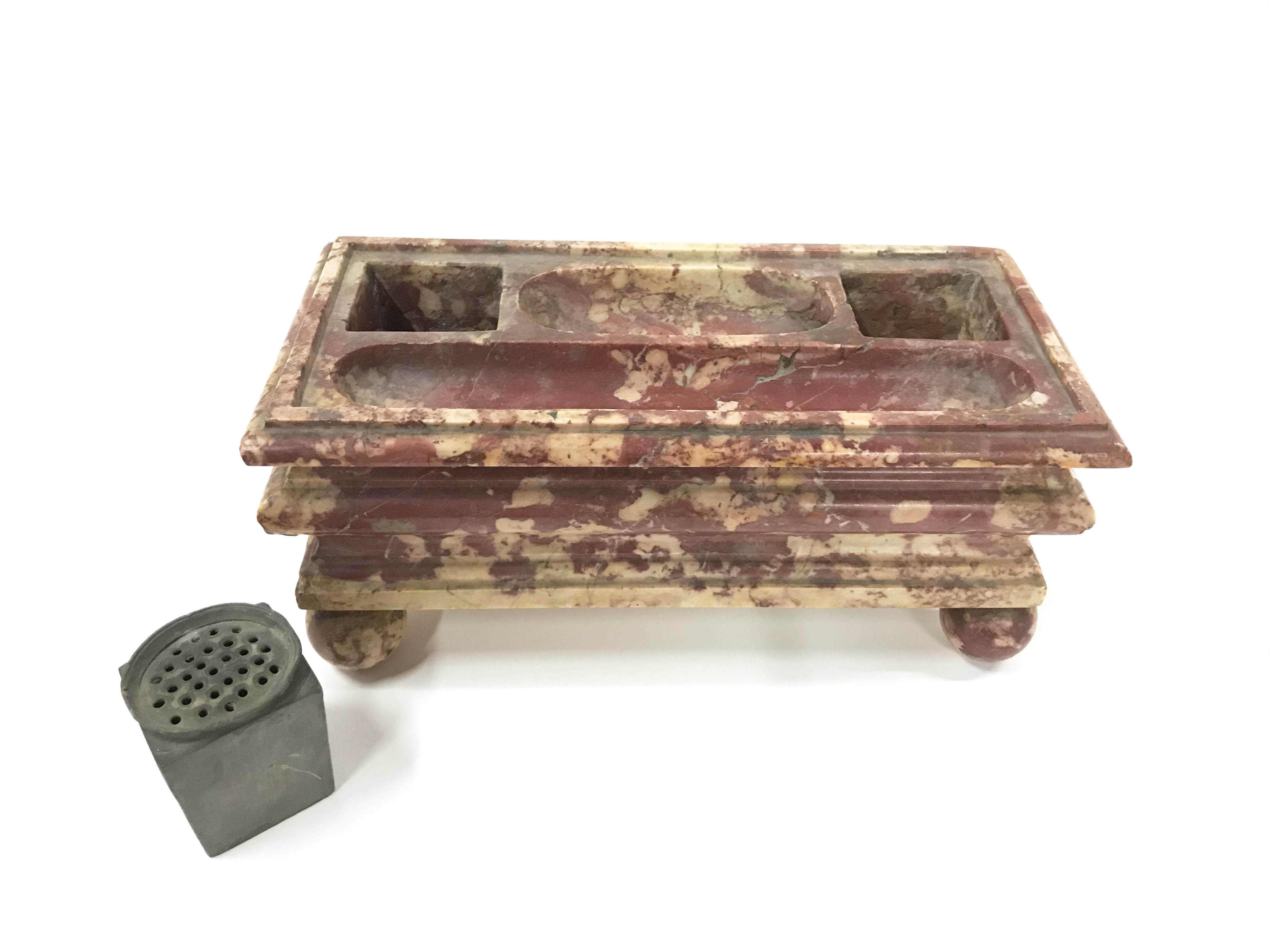 Calamaio da scrivania in marmo rosso Francia