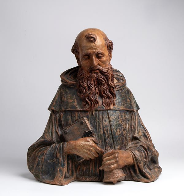 Busto di Sant'Antonio Abate in terracotta