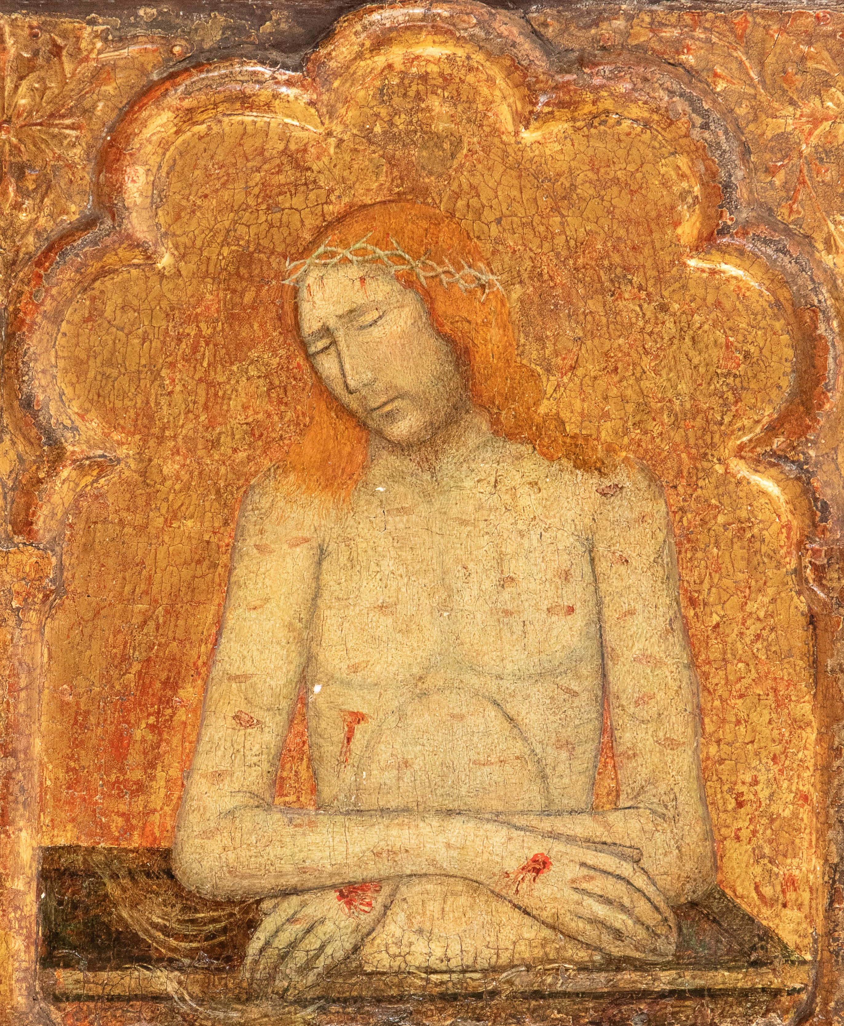 Imago Pietatis tra San Pietro, San Domenico, la Vergine dolente, San Giovanni evangelista, San Fr...