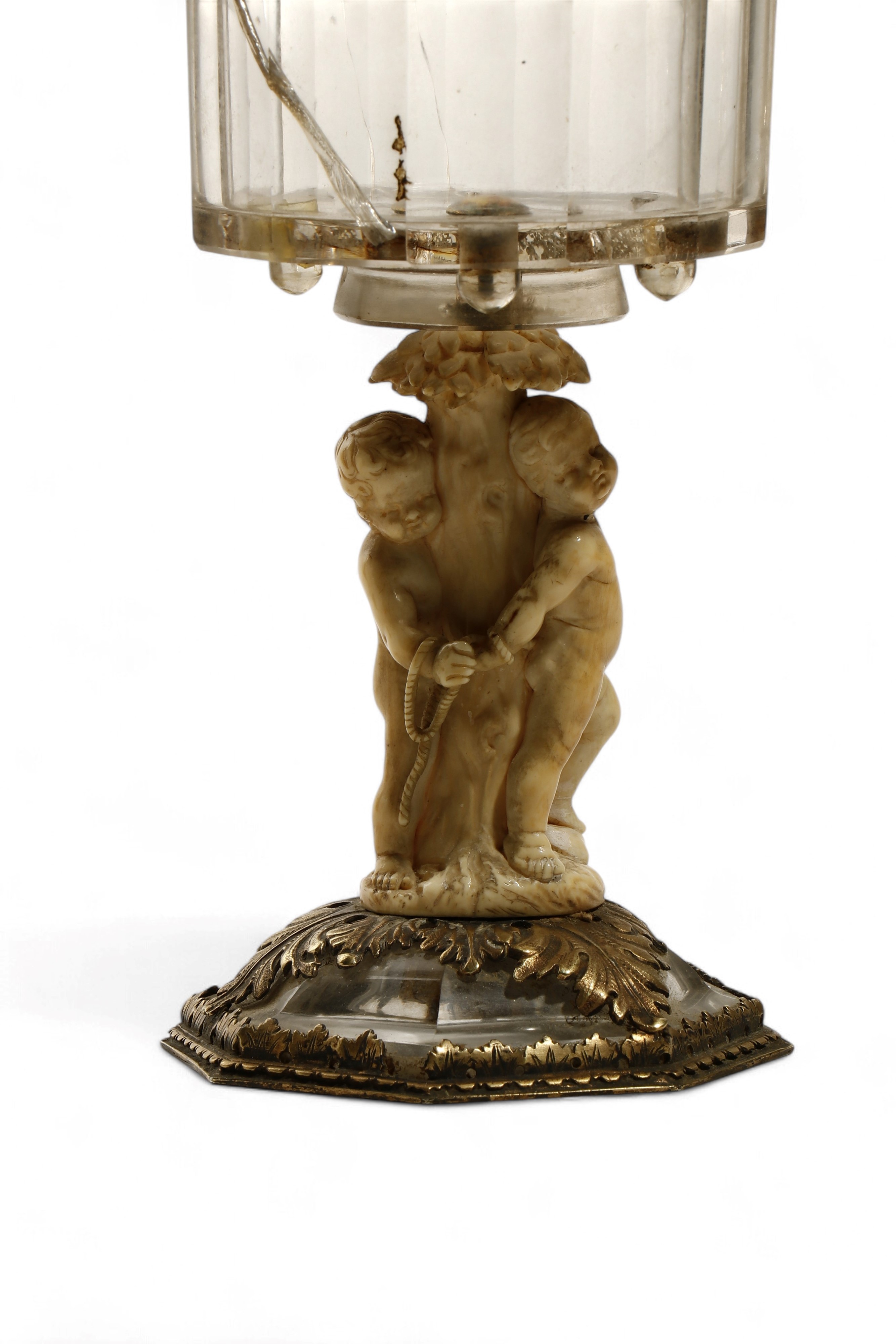 Coppa decorativa in cristallo di rocca, avorio e argento dorato, Italia XVII–XVIII secolo