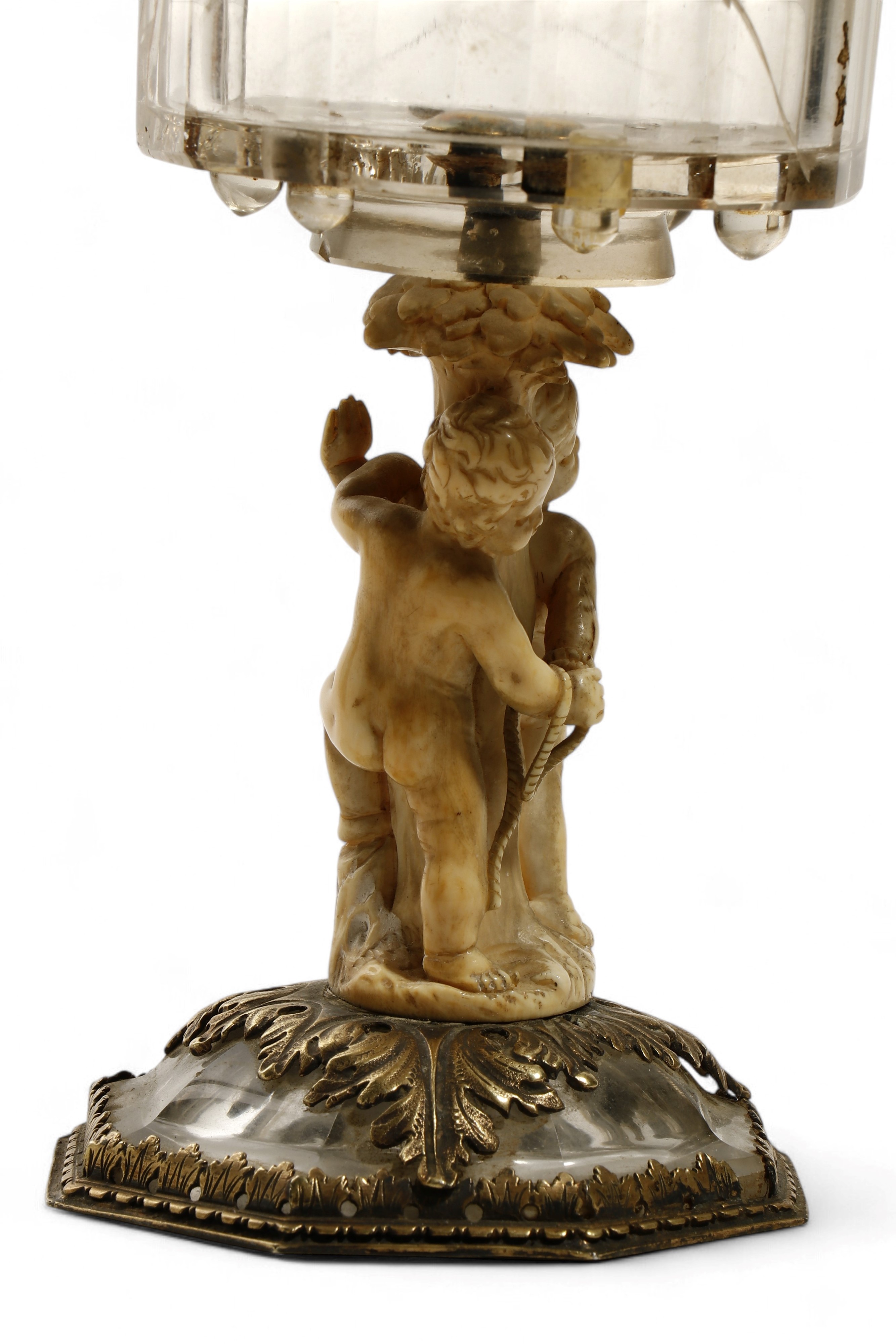 Coppa decorativa in cristallo di rocca, avorio e argento dorato, Italia XVII–XVIII secolo