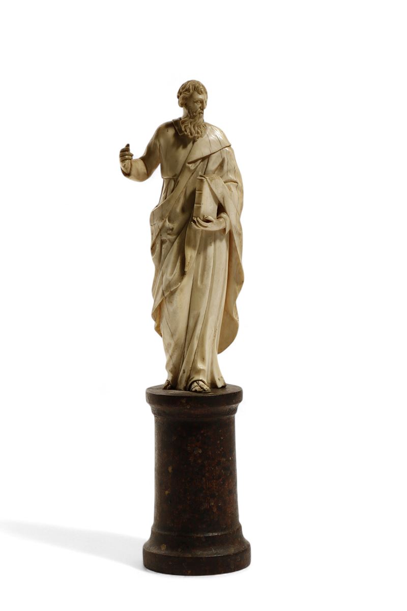 Scultura in avorio, figura maschile stante (Europa centro-meridionale, XVII–XVIII secolo)