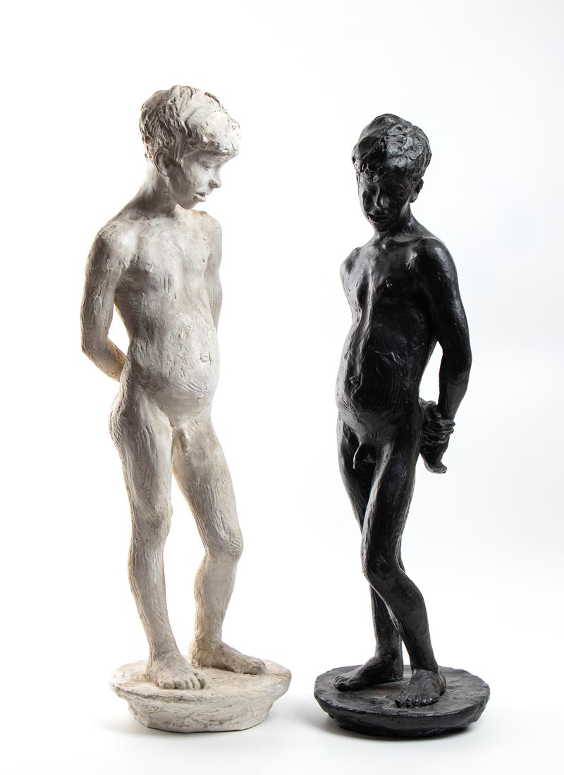Lotto di due sculture di bozzetto di giovane