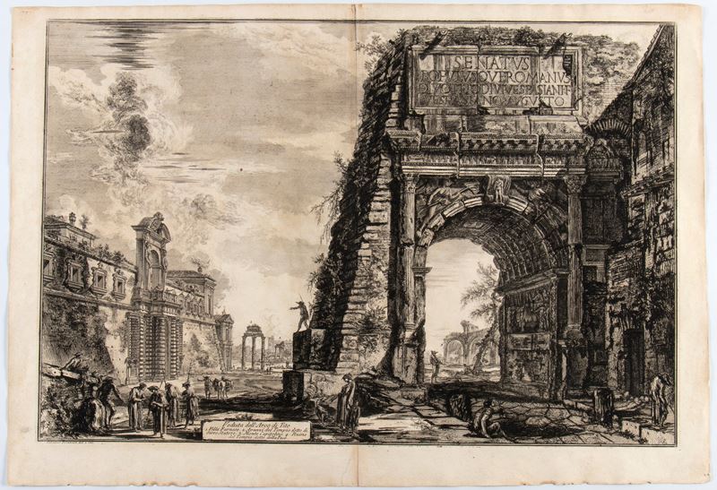 Giovanni Battista Piranesi - Veduta dell'Arco di Tito, acquaforte, 1771