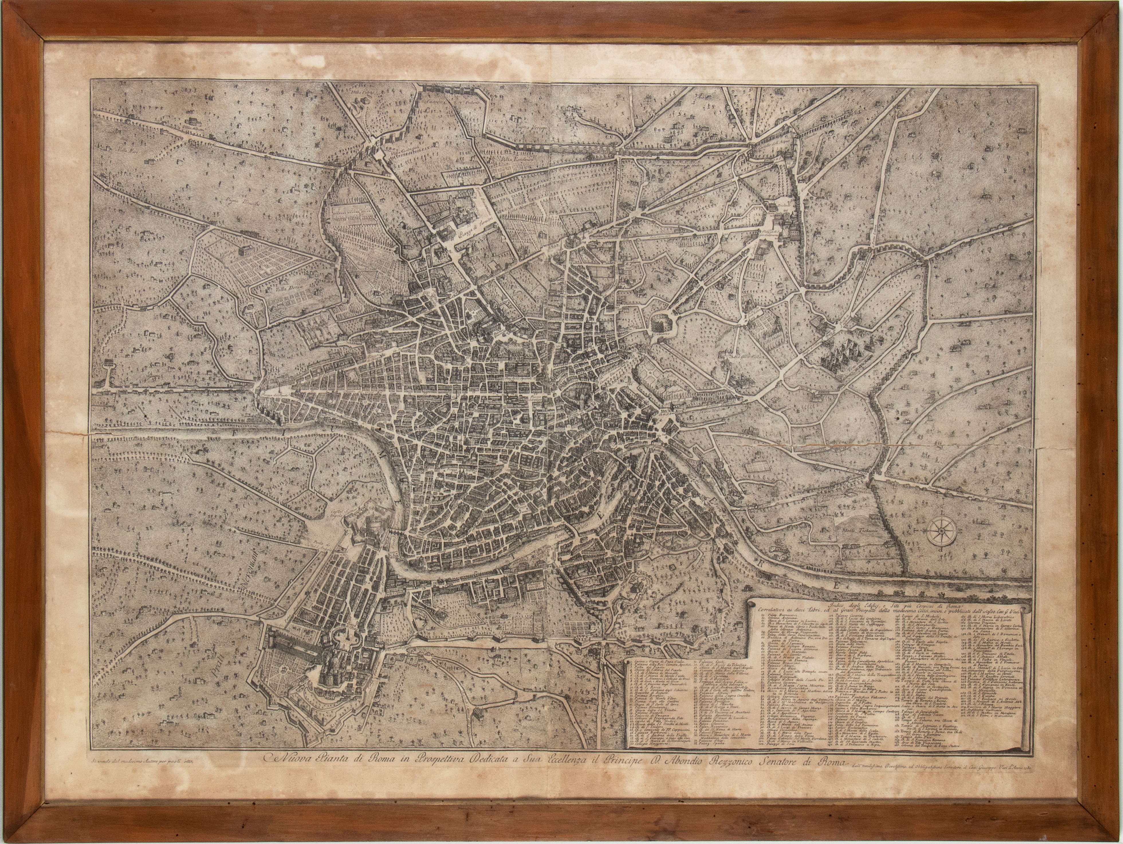 Giuseppe Vasi - Nuova Pianta di Roma in Prospettiva, acquaforte, 1781