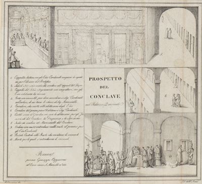 Prospetto del Conclave nel palazzo del Quirinale, litografia
