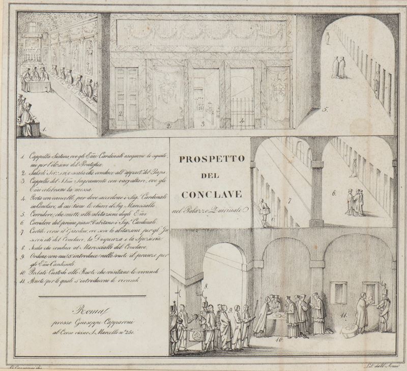 Joseph Dall'armi - Prospetto del Conclave nel palazzo del Quirinale, litografia