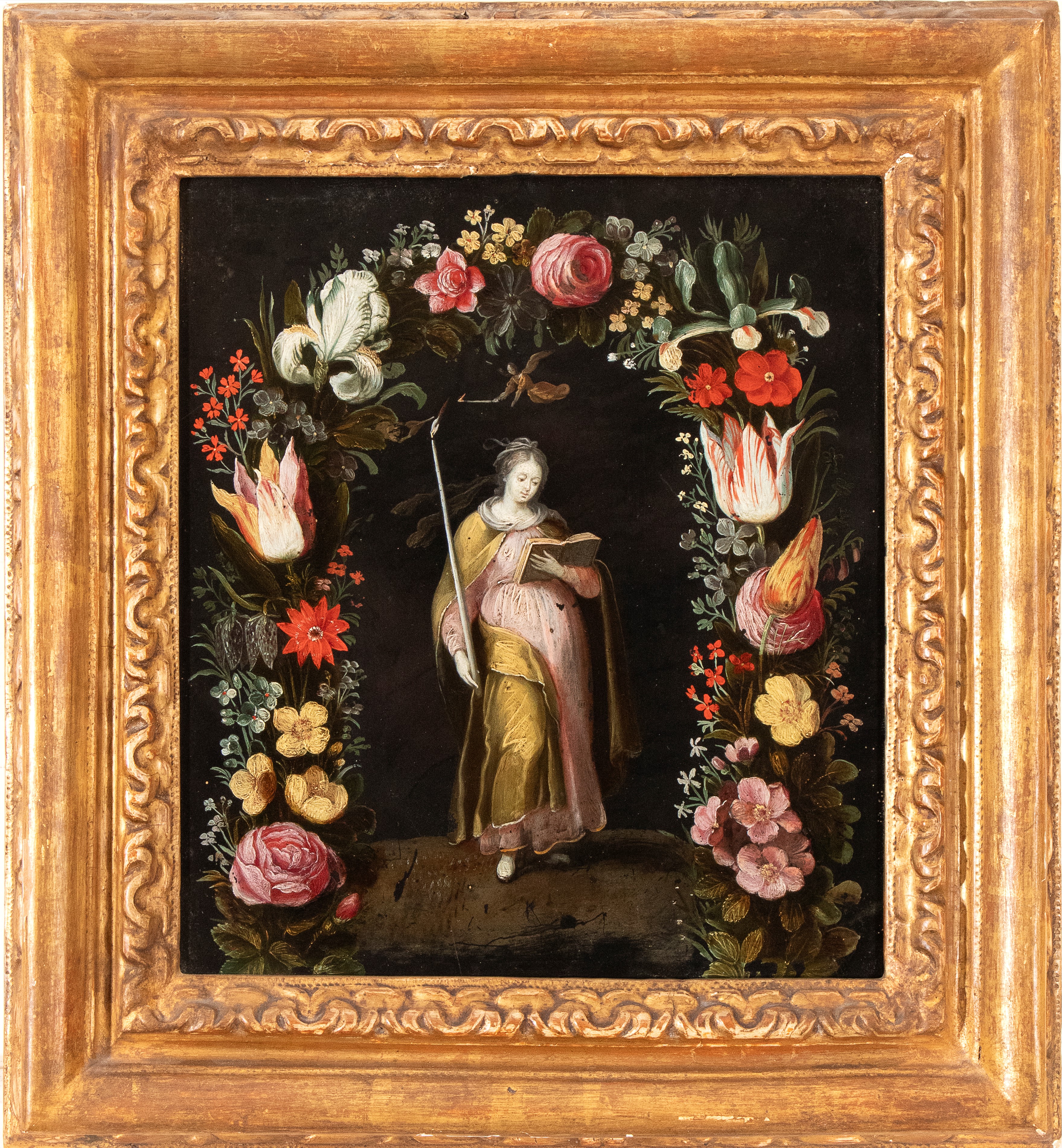 La Sapienza illuminata dalla Fede entro una ghirlanda di fiori