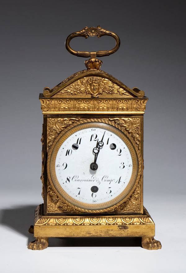 Pendola da tavolo in bronzo dorato epoca Impero